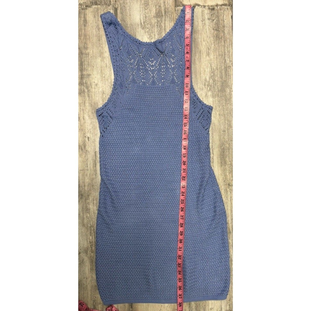 Free People Beach Coastal Open Knit Low Back Cover Up Dress Blue NWT M - Picture 9 of 12